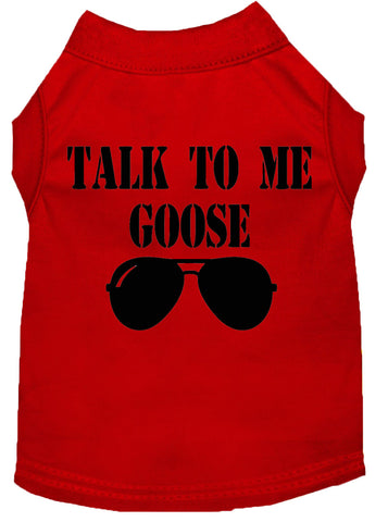 Talk To Me Goose Screen Print Dog Shirt Red Lg