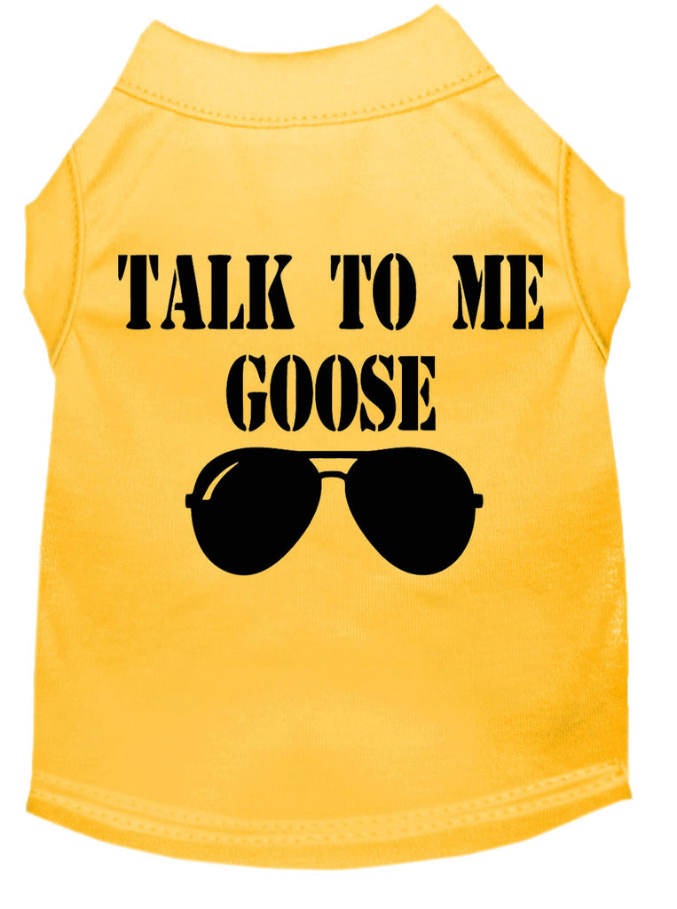 Talk To Me Goose Screen Print Dog Shirt Yellow Lg