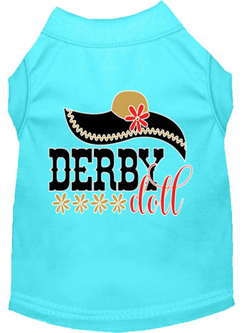 Derby Doll Screen Print Dog Shirt Aqua Xl