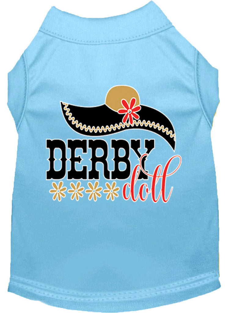 Derby Doll Screen Print Dog Shirt Baby Blue Lg