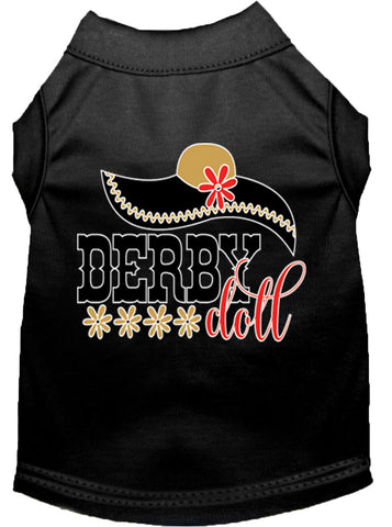 Derby Doll Screen Print Dog Shirt Black Lg