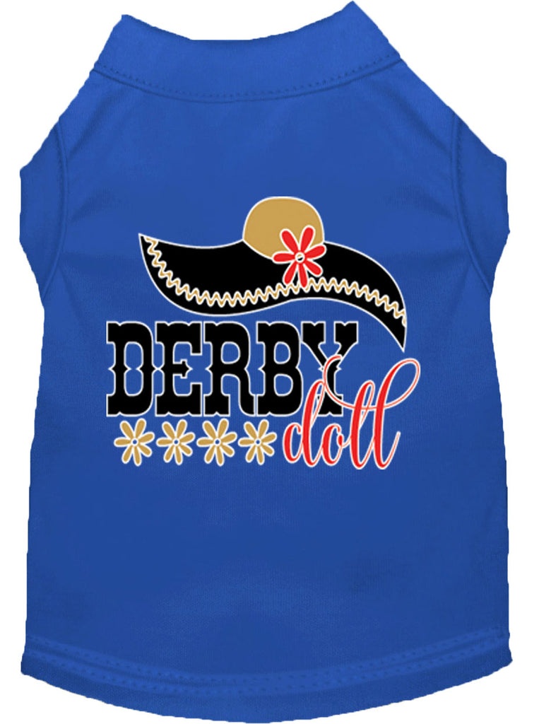 Derby Doll Screen Print Dog Shirt Blue Lg