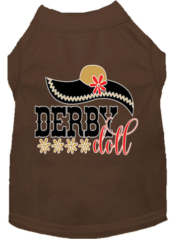 Derby Doll Screen Print Dog Shirt Brown Lg