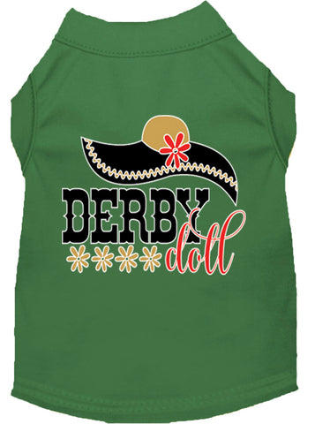 Derby Doll Screen Print Dog Shirt Green Sm