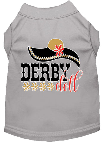 Derby Doll Screen Print Dog Shirt Grey Lg