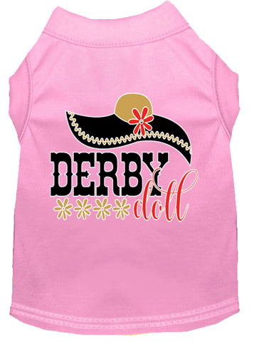 Derby Doll Screen Print Dog Shirt Light Pink Lg