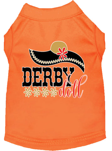 Derby Doll Screen Print Dog Shirt Orange Med