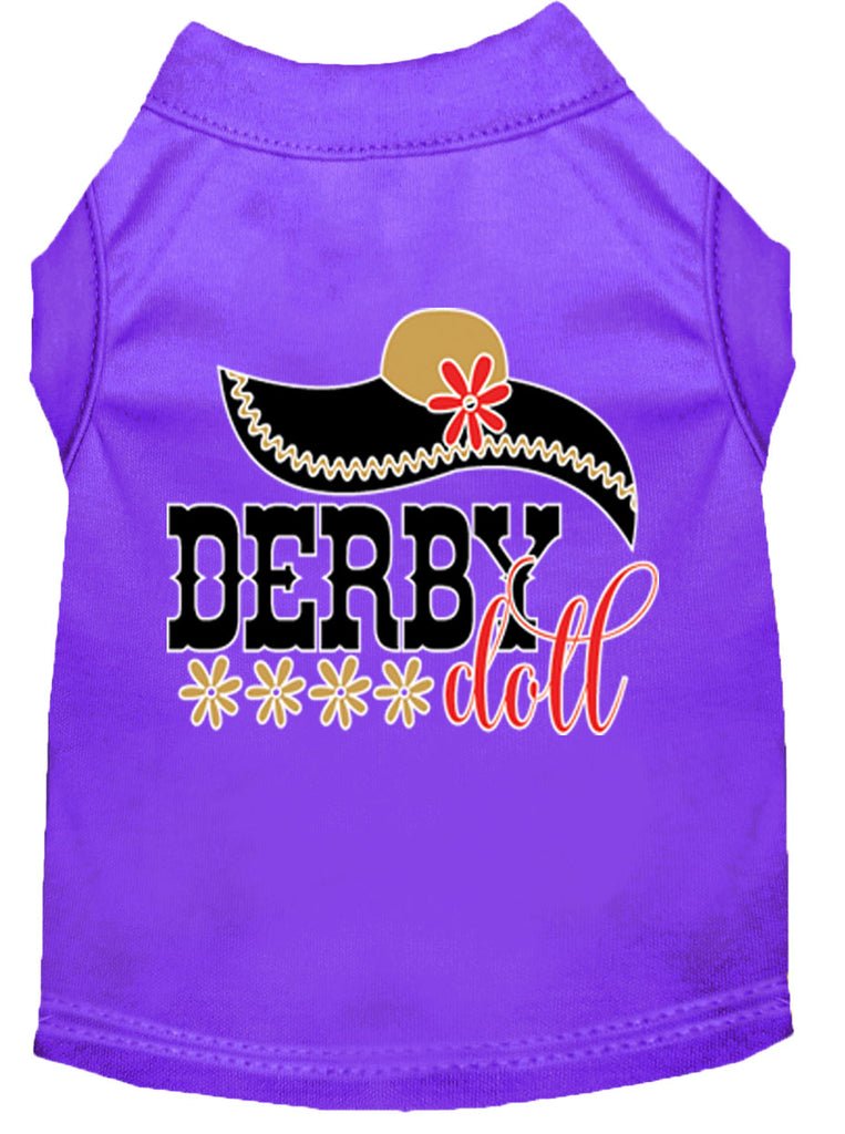 Derby Doll Screen Print Dog Shirt Purple Lg