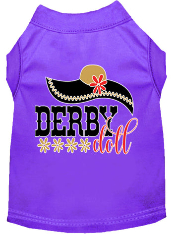 Derby Doll Screen Print Dog Shirt Purple Med