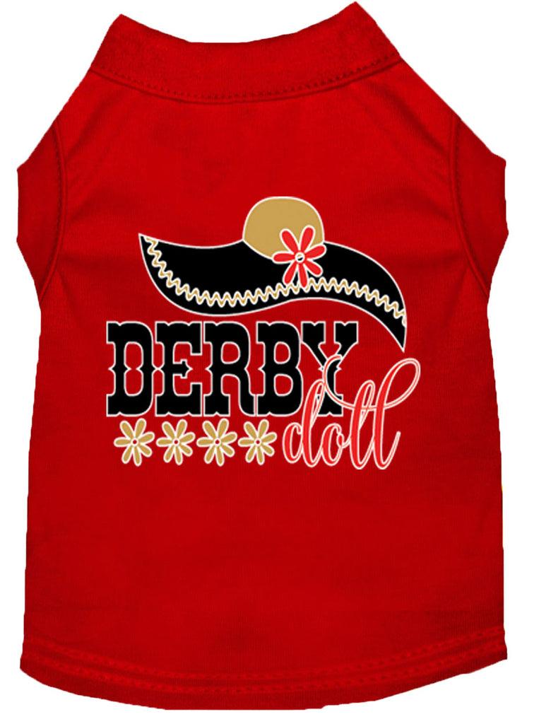 Derby Doll Screen Print Dog Shirt Red Lg