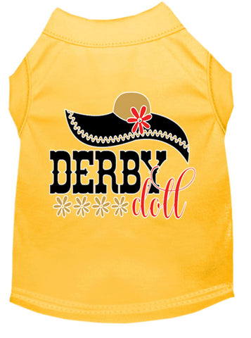 Derby Doll Screen Print Dog Shirt Yellow Med