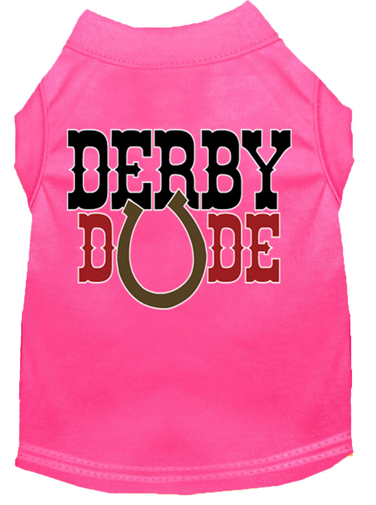 Derby Dude Screen Print Dog Shirt Bright Pink Xl