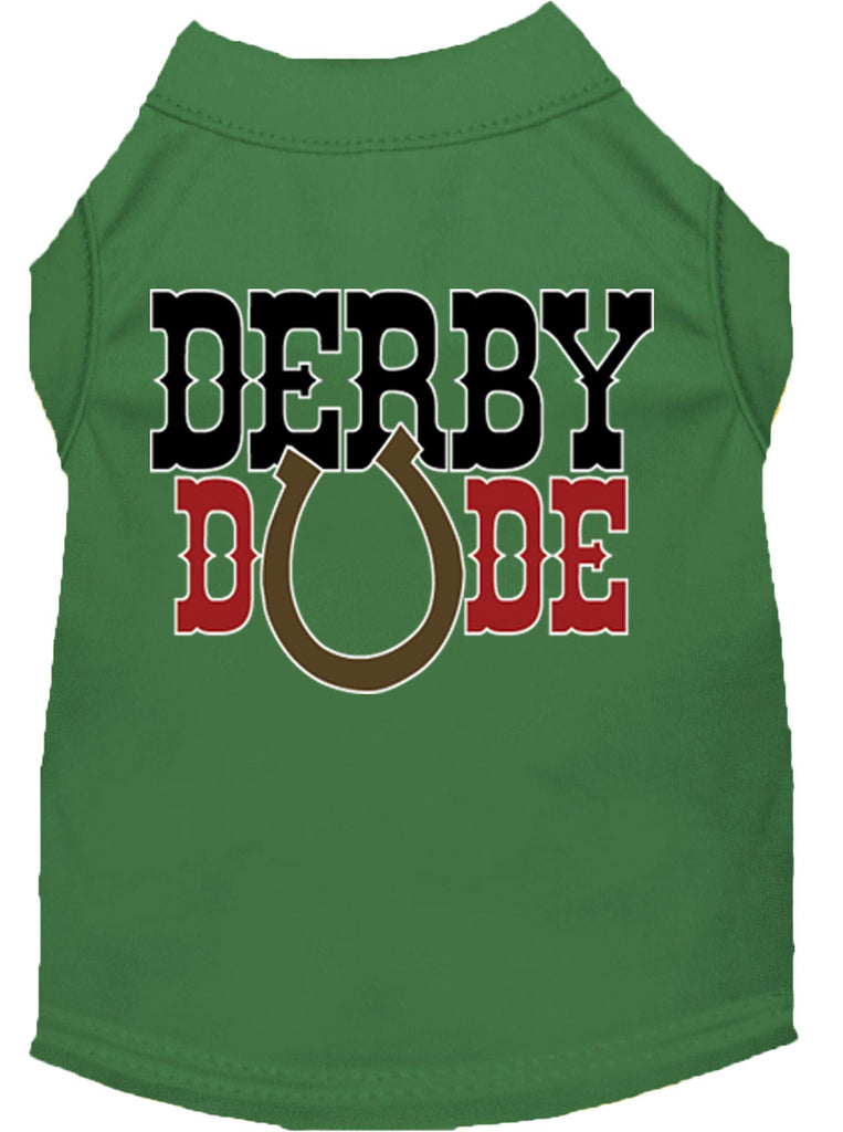 Derby Dude Screen Print Dog Shirt Green Med