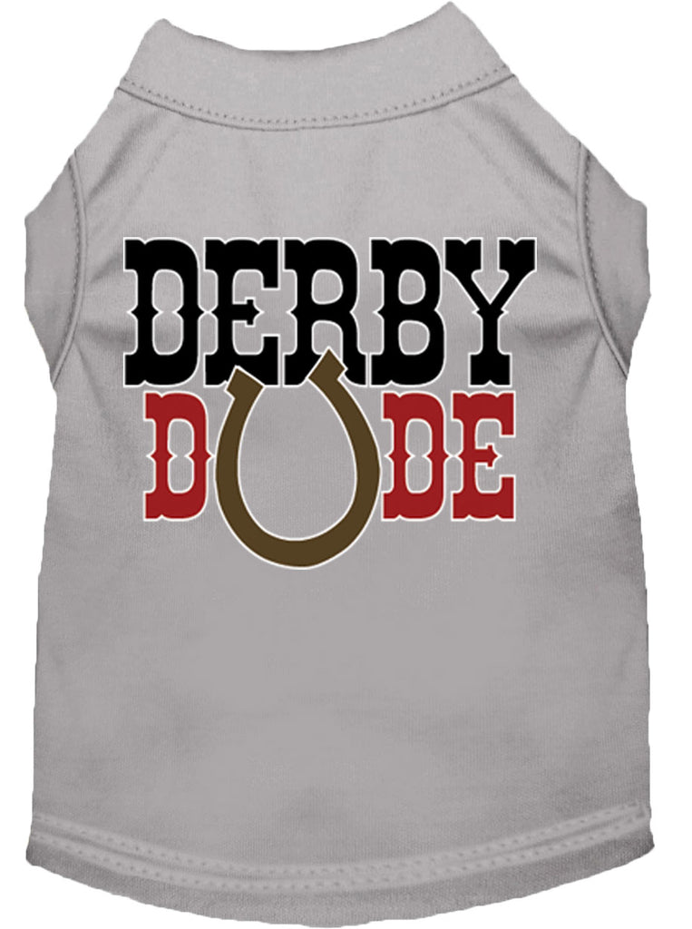 Derby Dude Screen Print Dog Shirt Grey Lg