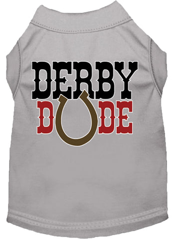 Derby Dude Screen Print Dog Shirt Grey Lg