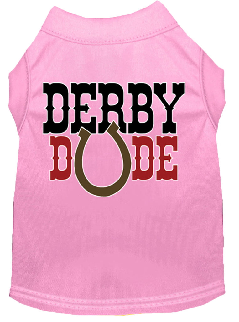 Derby Dude Screen Print Dog Shirt Light Pink Sm