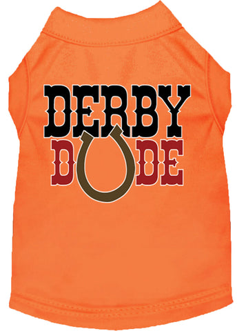 Derby Dude Screen Print Dog Shirt Orange Sm