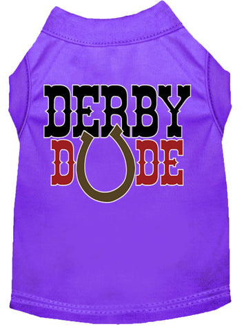 Derby Dude Screen Print Dog Shirt Purple Lg