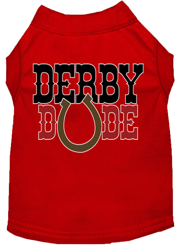 Derby Dude Screen Print Dog Shirt Red Lg