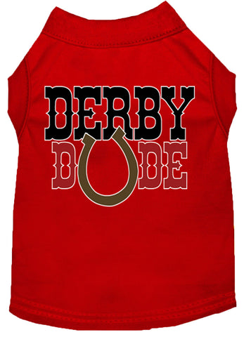 Derby Dude Screen Print Dog Shirt Red Xs