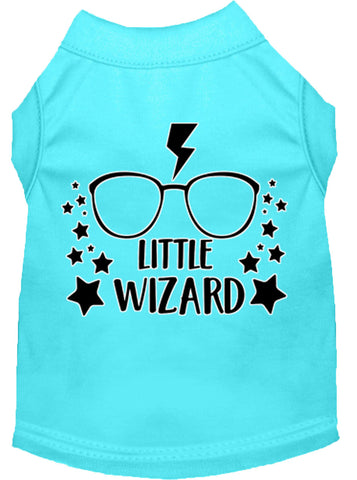 Little Wizard Screen Print Dog Shirt Aqua Sm