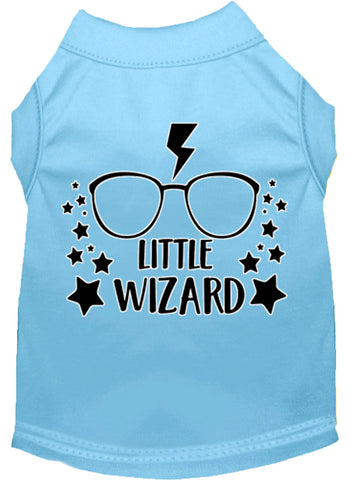 Little Wizard Screen Print Dog Shirt Baby Blue Med