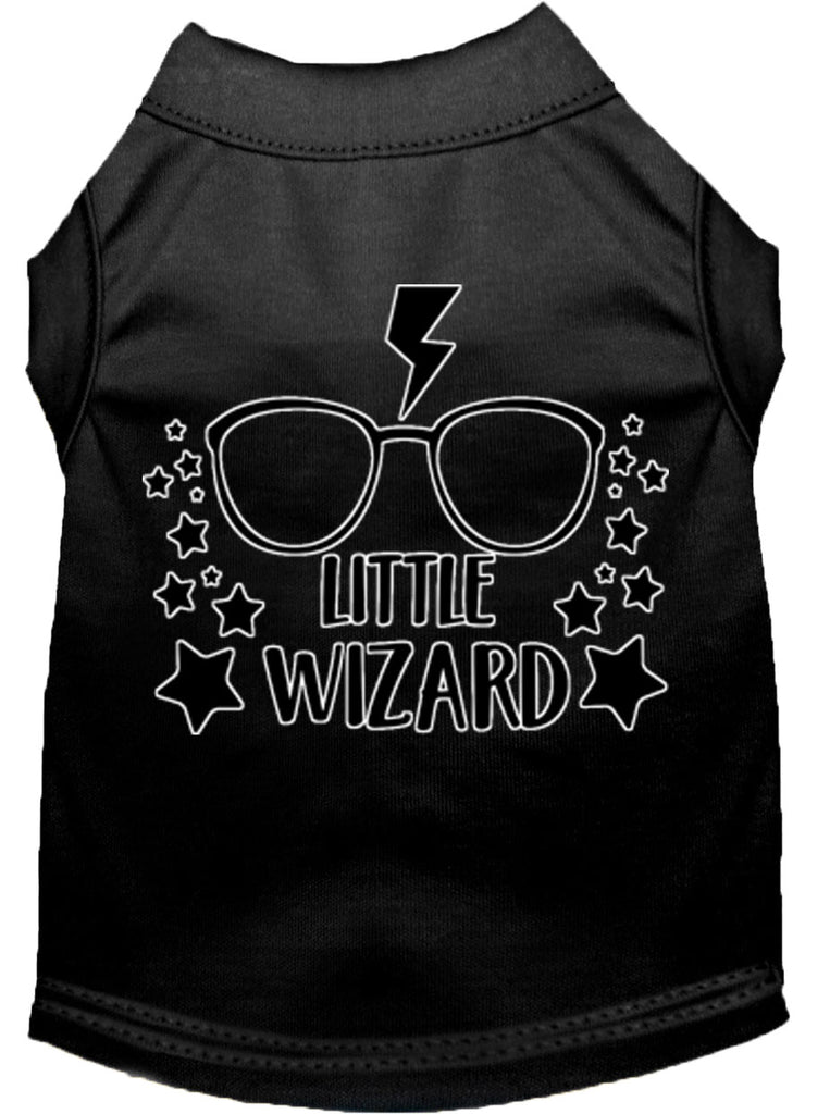 Little Wizard Screen Print Dog Shirt Black Lg