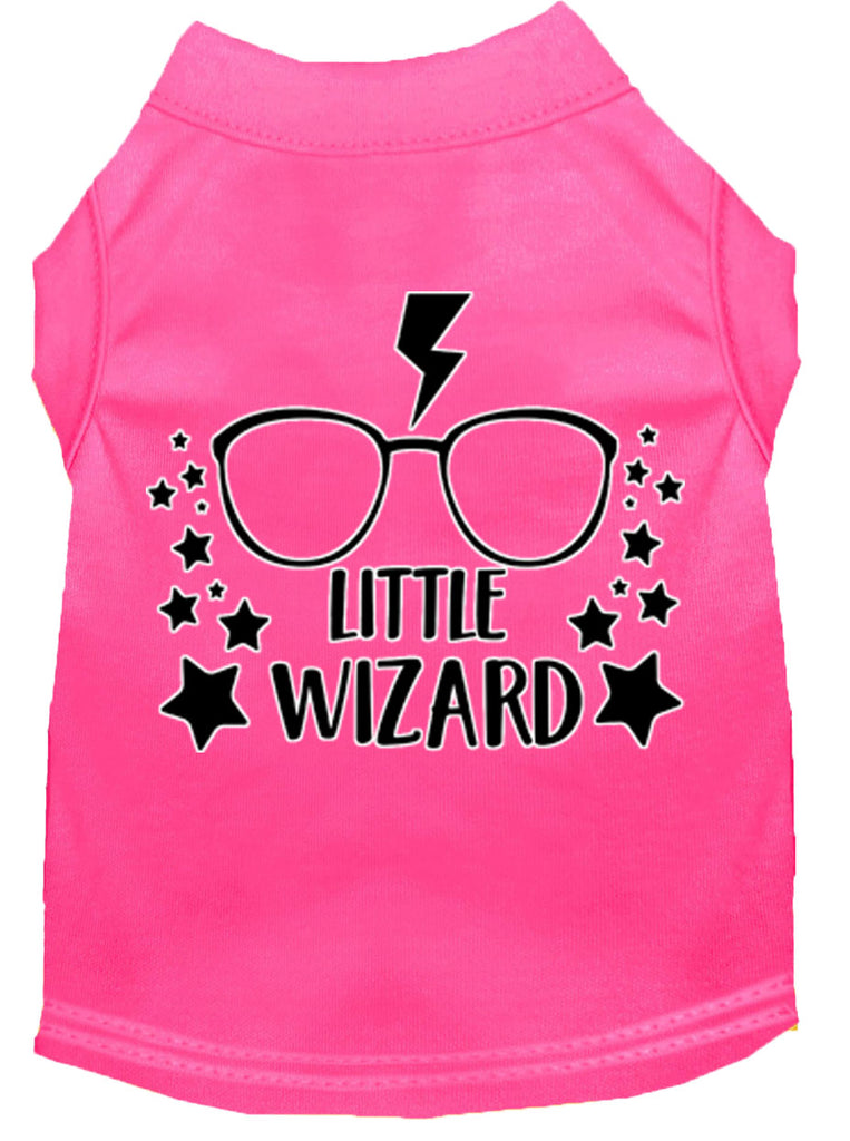 Little Wizard Screen Print Dog Shirt Bright Pink Med