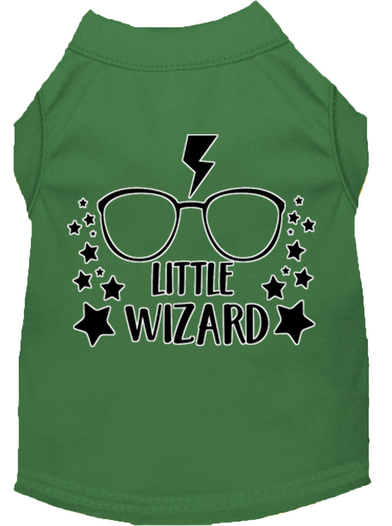 Little Wizard Screen Print Dog Shirt Green Lg