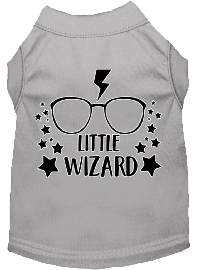 Little Wizard Screen Print Dog Shirt Grey Lg