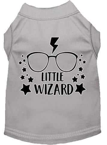 Little Wizard Screen Print Dog Shirt Grey Xl