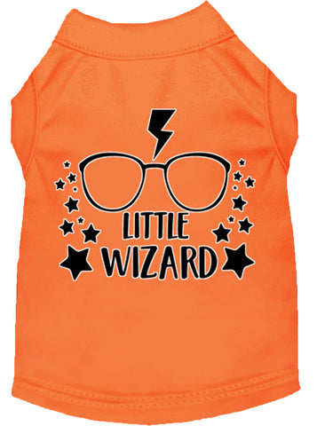 Little Wizard Screen Print Dog Shirt Orange Sm