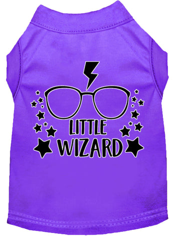 Little Wizard Screen Print Dog Shirt Purple Sm