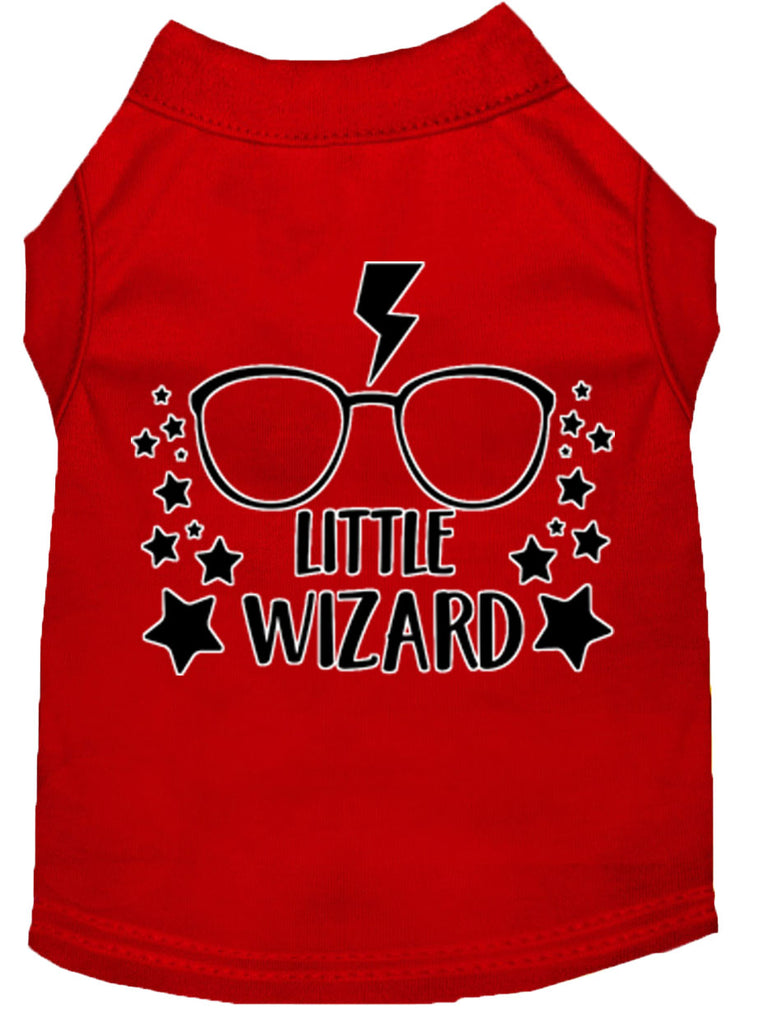 Little Wizard Screen Print Dog Shirt Red Med