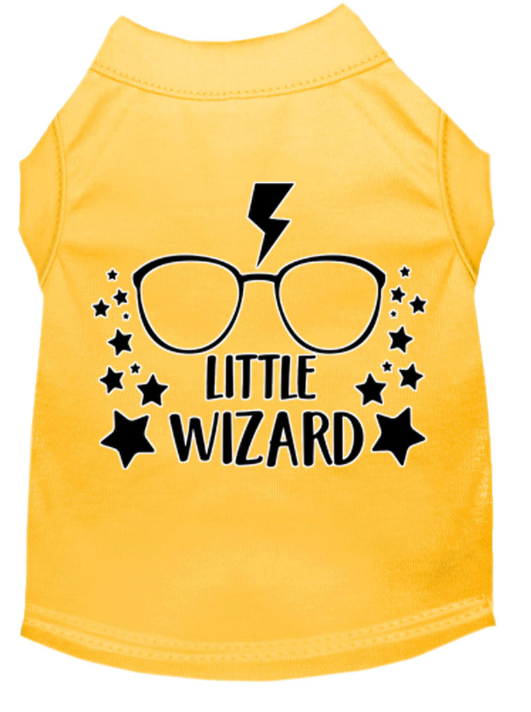 Little Wizard Screen Print Dog Shirt Yellow Lg