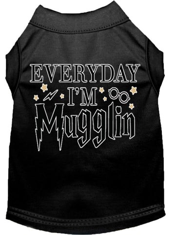 Everyday I'm Mugglin Screen Print Dog Shirt Black Med