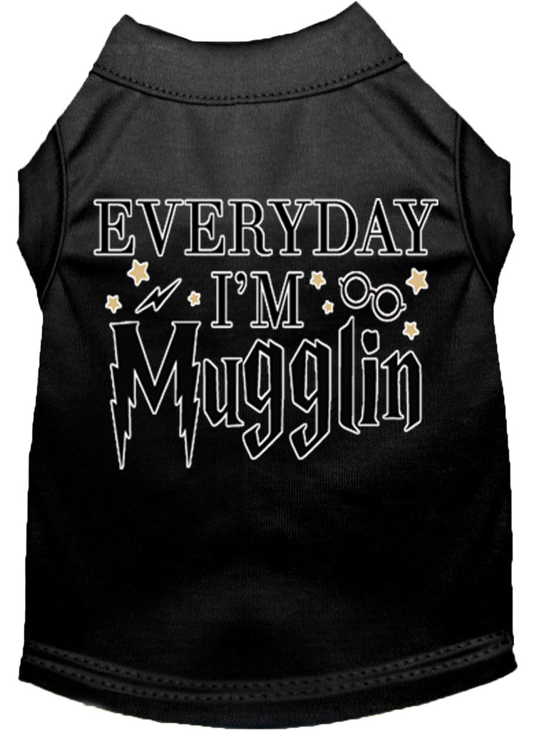 Everyday I'm Mugglin Screen Print Dog Shirt Black Xl