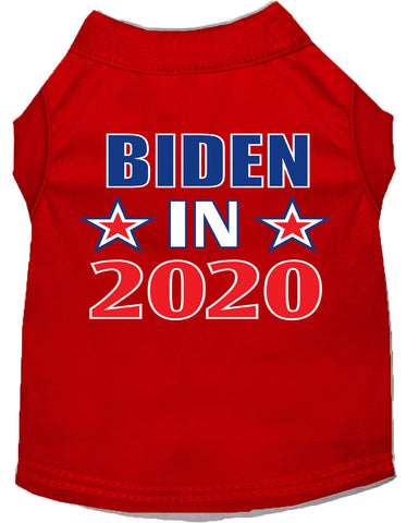 Biden In 2020 Screen Print Dog Shirt Red Lg