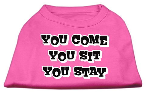 You Come, You Sit, You Stay Screen Print Shirts Bright Pink S (10)