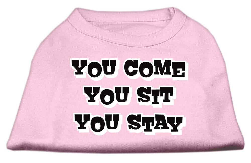 You Come, You Sit, You Stay Screen Print Shirts Light Pink XXXL(20)