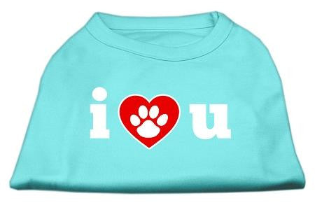 I Love U Screen Print Shirt Aqua Lg (14)