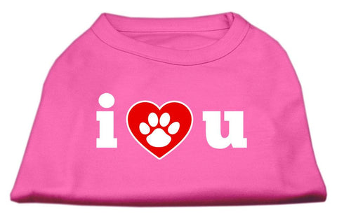 I Love U Screen Print Shirt Bright Pink Lg (14)