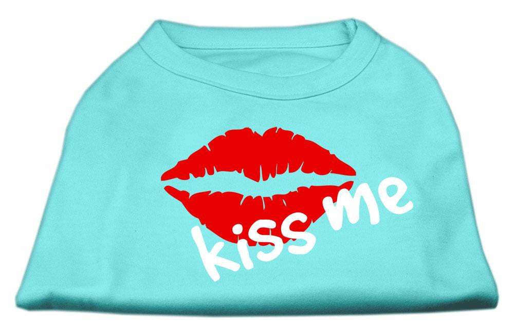 Kiss Me Screen Print Shirt Aqua Lg (14)