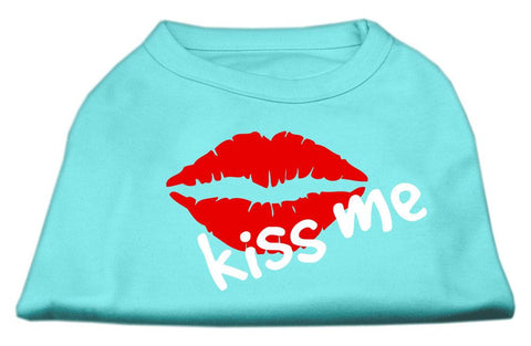 Kiss Me Screen Print Shirt Aqua Lg (14)