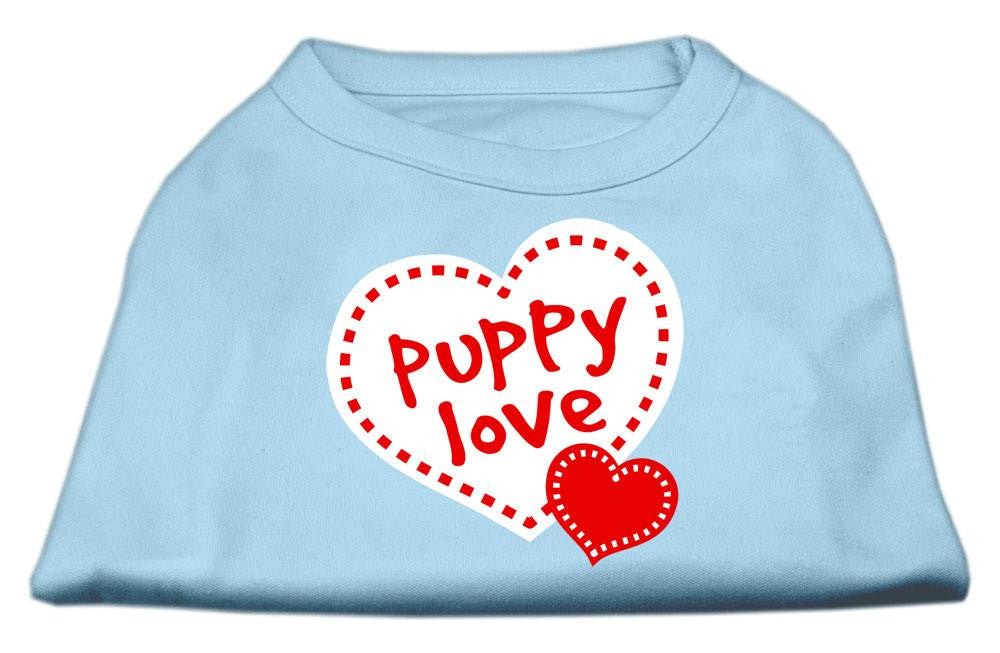 Puppy Love Screen Print Shirt Baby Blue XS (8)