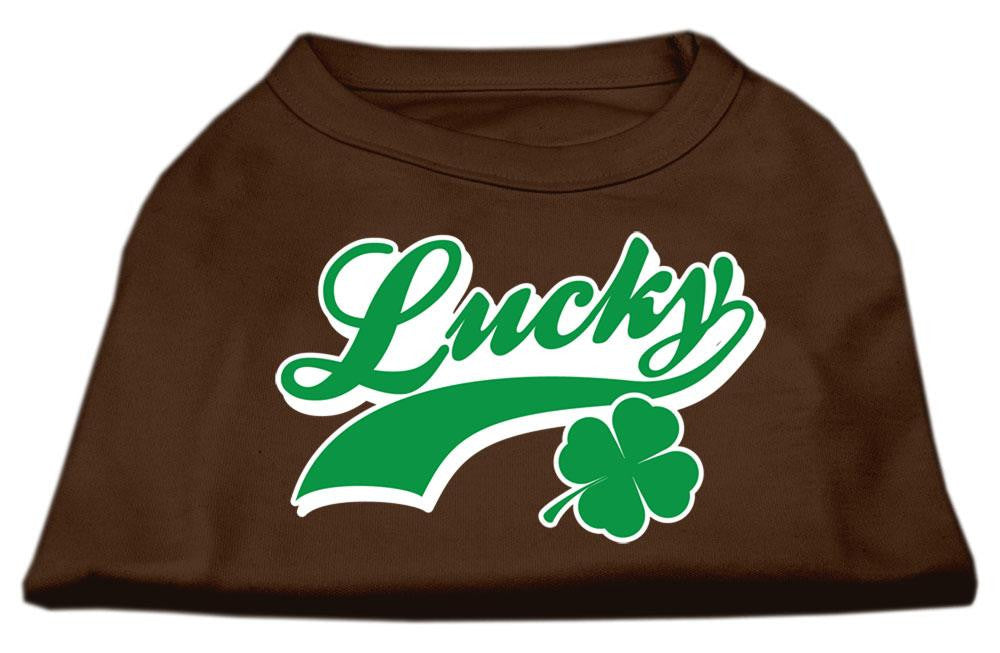 Lucky Swoosh Screen Print Shirt Brown XS (8)