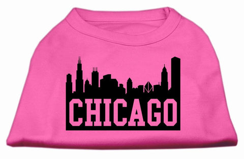 Chicago Skyline Screen Print Shirt Bright Pink Sm (10)