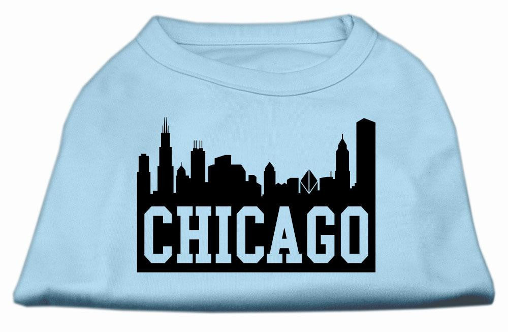 Chicago Skyline Screen Print Shirt Baby Blue XS (8)