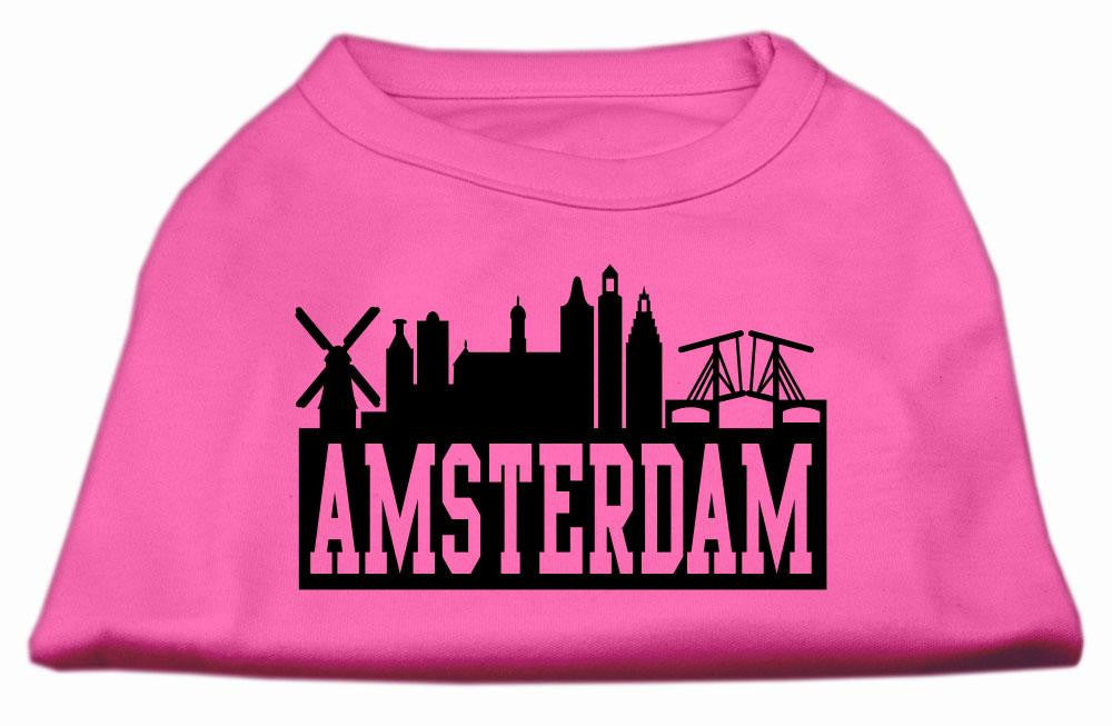 Amsterdam Skyline Screen Print Shirt Bright Pink Lg (14)