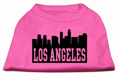 Los Angeles Skyline Screen Print Shirt Bright Pink Lg (14)